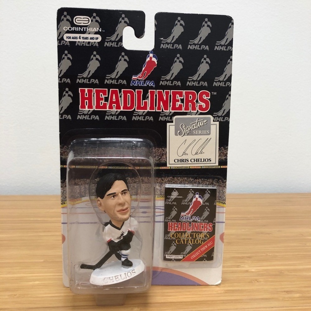 Corinthian Headliners Figure Fans White Chris Chelios NHLPA 1996 Vintage